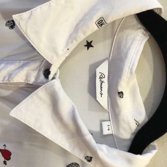 Cute white button up printed shirt - Picture 2 of 5